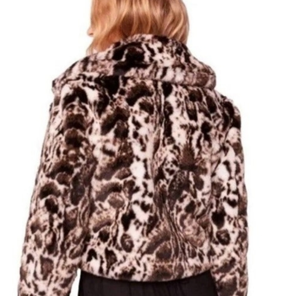Band Of The Free Cropped Animal Print Faux Fur Coat - Picture 2 of 7